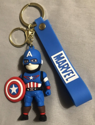 Marvel Captain America Superhero 3D Silicone Charm Keychain Handle Free Shipping