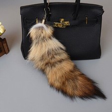 40cm Fox Fur Tail Keychain Soft Furry Keyring Women Bag Pendant Tassel Key Ring
