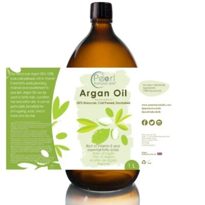 PEARL NATURAL OILS Moroccan Argan Oil Cold Pressed, Deodorized 1 Litre