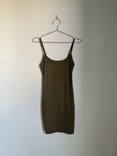 Urban Outfitters Mia Ribbed Knit Bodycon Mini Dress in Olive Green Size MEDIUM