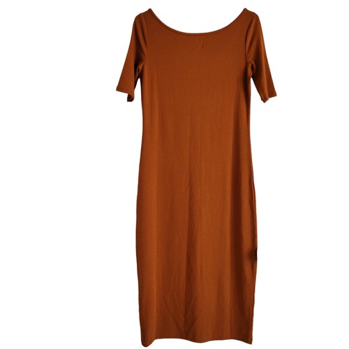 Gap XS Petite Women Knit Stretch Cotton Modal Rust Brown Short Sleeve Dress NWT - Picture 2 of 16