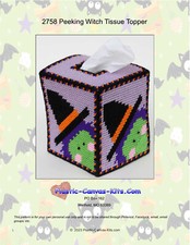 Peeking Witch Tissue Topper-Halloween-Plastic Canvas Pattern or Kit