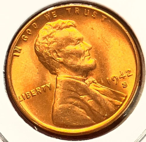 1942-S Lincoln Wheat Cent Penny GEM RED BU From an Original Bank Roll