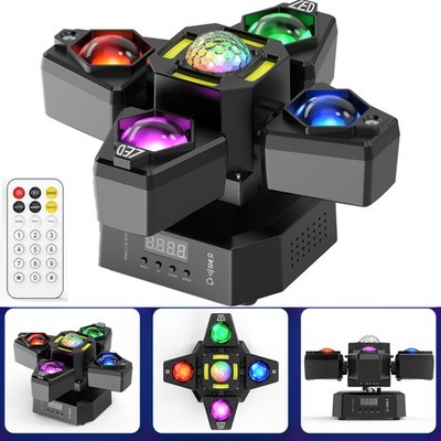 150W 4-Arm LED Laser Stage Light RGBW DMX512 RDM Voice Activated DJ Party Strobe