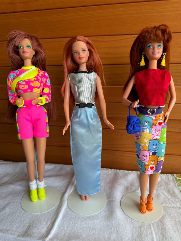 Lot of 3 Red Head Barbie, Kayla, and Midge Dolls, Re-Root, OOAK, Carebear