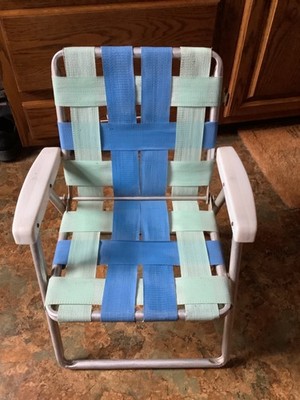 Kids Vintage Retro Aluminum Webbed Folding Lawn Chair Beach Camping child