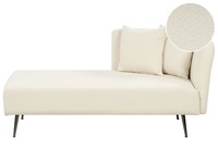 Chaiselongue Bouclé Weiß Rechtsseitig Mit Kissen Lehne Metallgestell Modern Riom