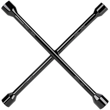 14" Universal Heavy Duty 4 Way Lug Tire Iron Wrench, Black