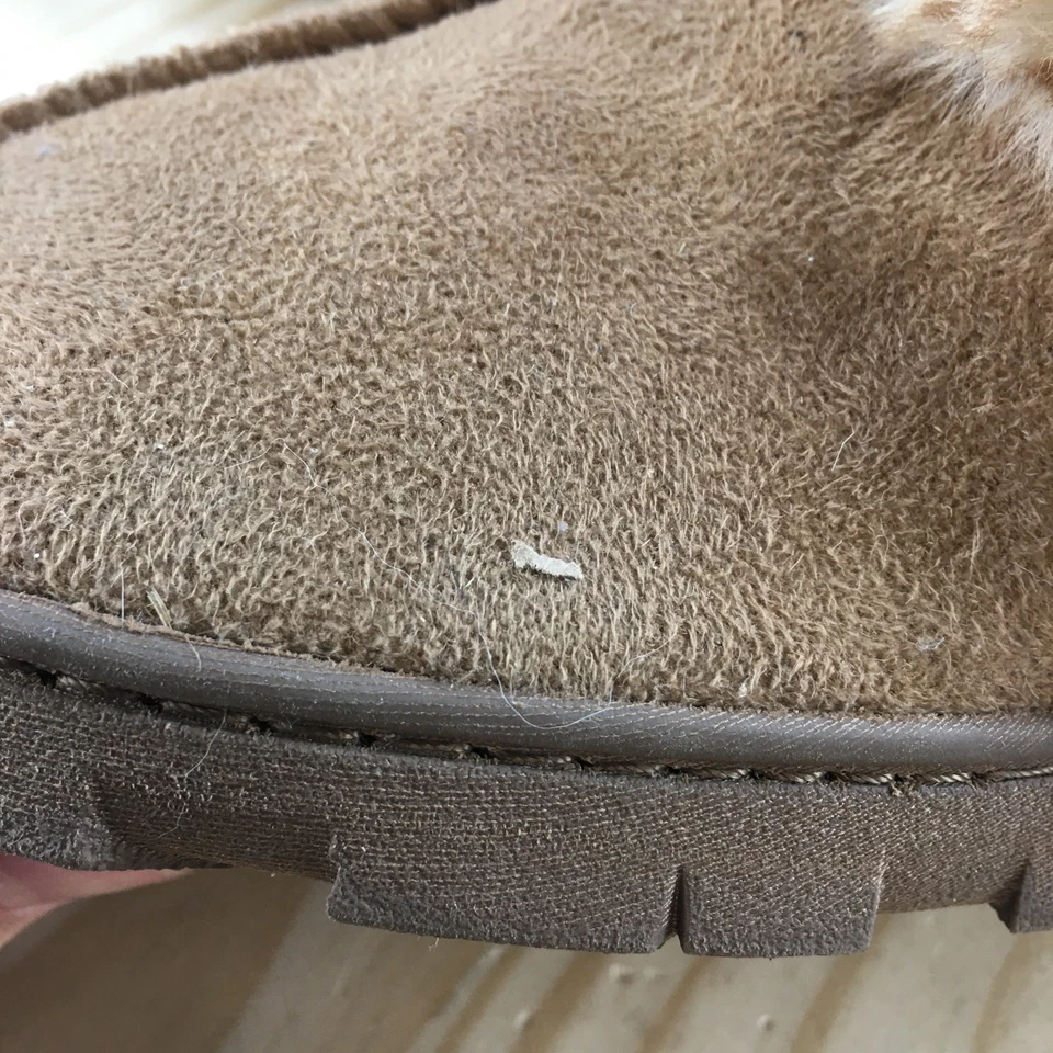 Jessica Simpson Slipper Mens 7-8 Fluffy Clog Brown Faux Fur Lined Closed Toe - Image 4 of 4