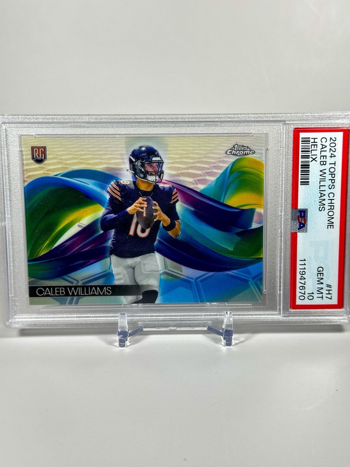 Caleb Williams 2024 Topps Chrome #H7 Helix RC PSA 10 Bears Case Hit