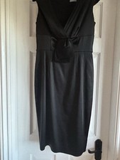 Oasis Black Bodycon Dress Size 10 Full Zip Knee Length In Excellent Condition