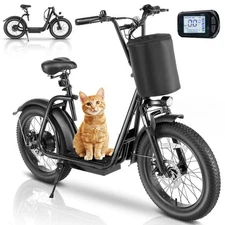 Electric Scooter for Adults Fat Tire Scooter with Seat & Carry Basket E Mopeds