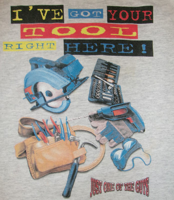 VTG 90S T SHIRT XL DAD POWER TOOLS MAN GUYS HOME IMPROVEMENT REPAIR SAW DRILL