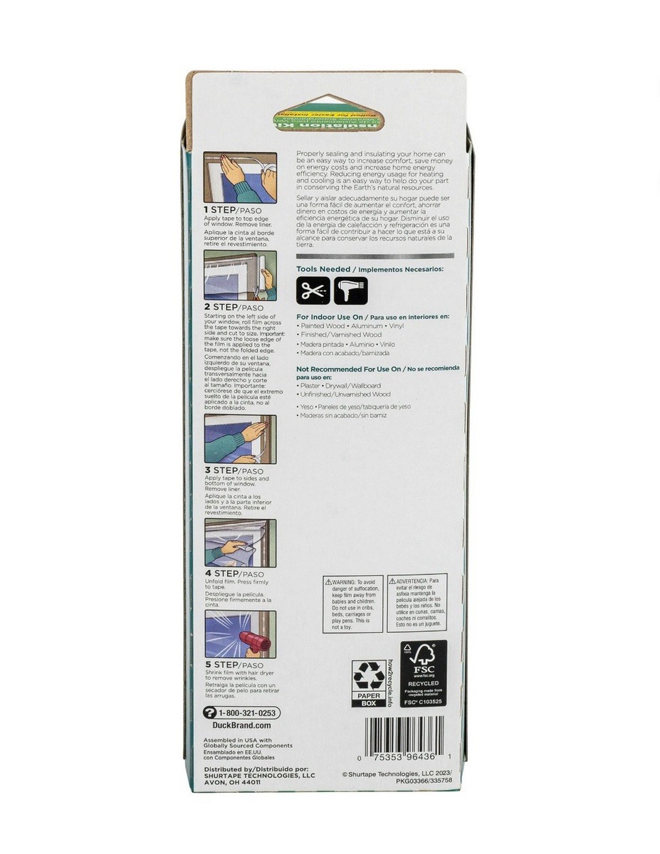 Duck Window Insulation Kit Duck Brand Indoor 10-Window Shrink Film  Insulator Kit, 62 In. X 420 In 753531478 Windows Insulation Kit