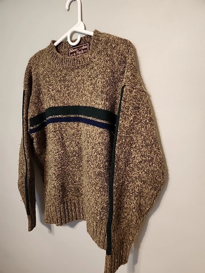 Vintage 90s Abercrombie And Fitch Heavy Shetland Wool Hand Knit Sweater Sz XL - Image 4 of 4