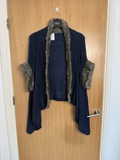 Coast Navy Blue Faux Fur Trim Cape One Size Women Ladies