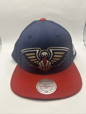 Mitchell & Ness Snapback Hat New Orleans Pelicans Blue & Red Cap 20% Wool Blend