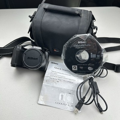 Nikon Coolpix L110 Digital Camera Black 15X Optical Zoom- Case + SD Card+ Manual