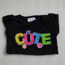 Build-a-Bear Black Top CUTE Rainbow Sequins Heart Peace Sign Smiley Face 2011