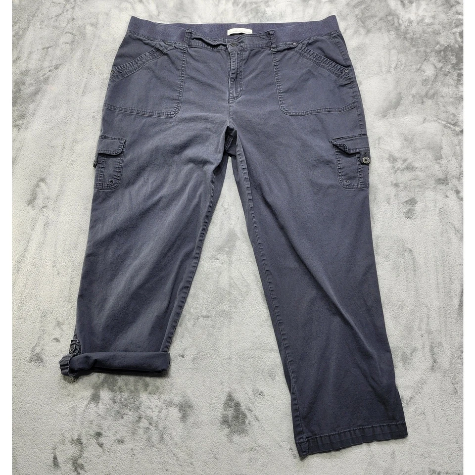 Pantalones Gloria Vanderbilt Mujer 22W Gris Penélope Caqui Unltd. Carga convertible Foto 3 de 4