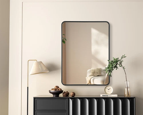 Elegant Decor Contour Metal Rectangle Mirror 30X40" Black - Picture 2 of 11