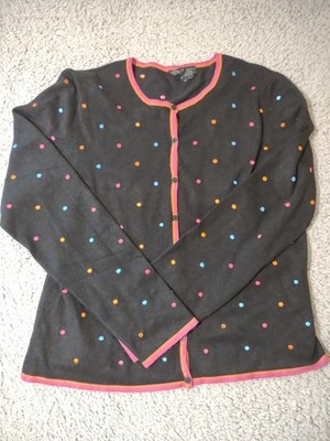 Etoile Women's Black Polka Dot Retro Button Up Cardigan Y2K