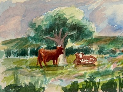 William Crosbie RSA (Glasgow School) Schottische Landschaft Aquarell Rinder