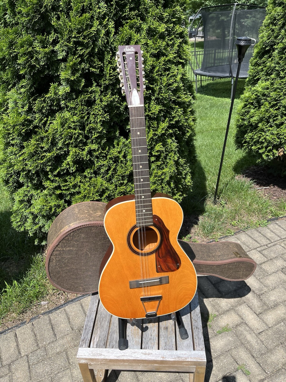 Vintage Harmony Stella 12 String Acoustic Guitar With Original Case FREE SHIP!!