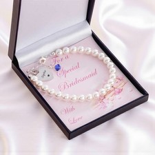 Birthstone Bracelet with Engraved Heart Charm For Bridesmaids and Flower Girls