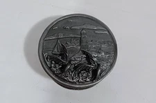 Vintage Torino Pewter Earring (birds) Pin Brooch Mini Trinket Box Nautical