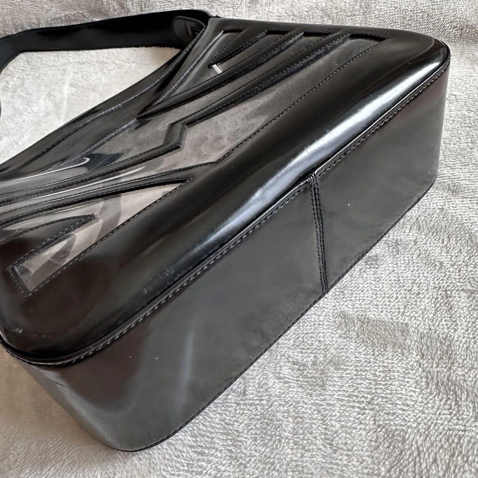 Auténtico bolso de hombro Salvatore Ferragamo de cuero de nailon negro transparente para mujer 120038 Foto 3 de 4