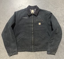 Vintage Carhartt Detroit Blanket Lined Jacket USA Made J01 BLK Faded Sz 48 Tall