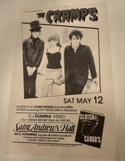 THE CRAMPS St Andrews Hall Detroit May 12th 1984 Punk Flyer