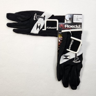 Roeckl Sports Mission Riding Gloves Size 7 Silicone Grip Black White Equestrian