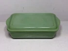vintage fire king jadeite refrigerator Glass dish with Lid 40’s 10x5 Philbe (68)