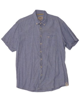 CAMEL ACTIVE Herren Kurzarm Hemd Regular Fit Large Blau Gefleckt Leinen AV14