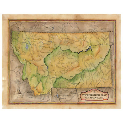 Montana Custom Art Rivers Map Art Print Poster Vintage Wall Great Home & Decor