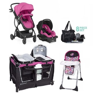 pink car seat and stroller combo