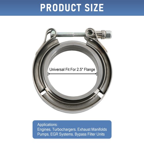 V-Band Flange & Clamp 2 X 2.5" Kit Fits Stainless Steel Turbo Exhaust Downpipes - Picture 4 of 12