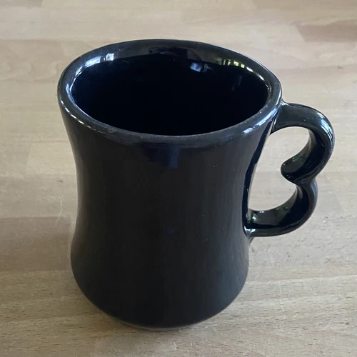 Frankoma C9 Glossy Black Coffee Mug Trigger Handle