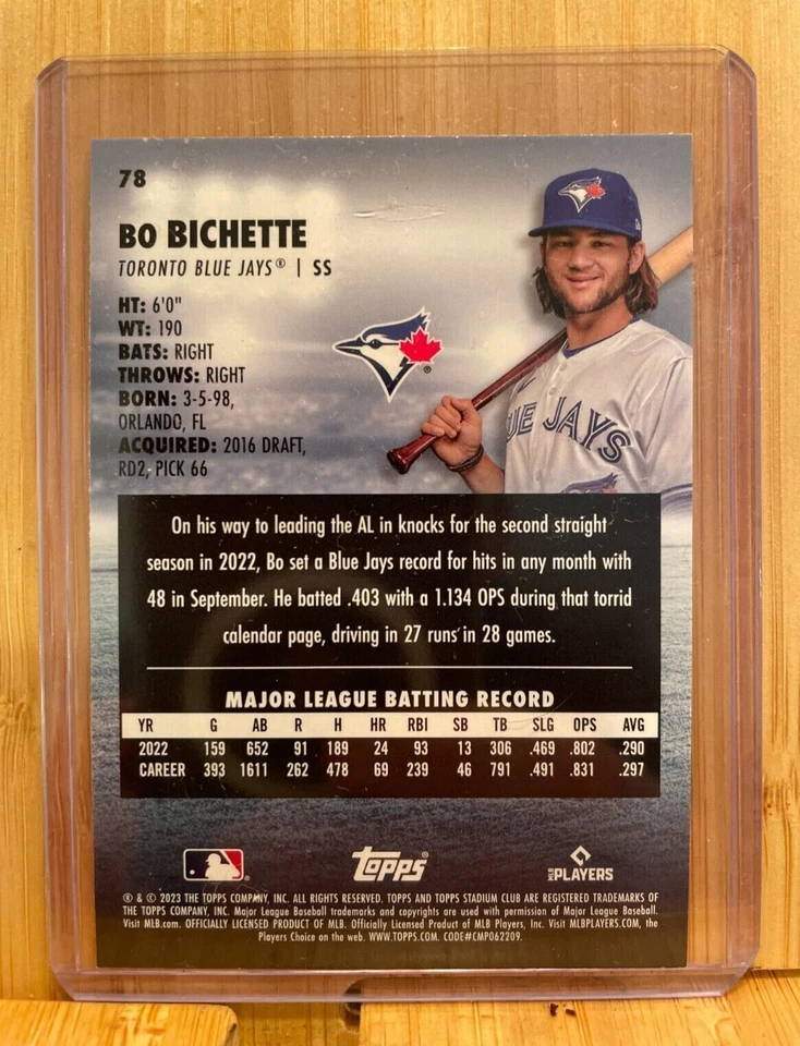 2023 Stadium Club Bo Bichette 1991 Design Variation #78 Blue Jays - Image 2 of 2