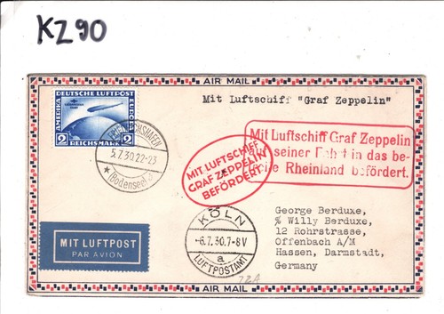 GERMANY Cover GRAF ZEPPELIN 2m *SUDAMERICAFAHRT* Overprint 1930 Offenbach KZ90 - Picture 6 of 10
