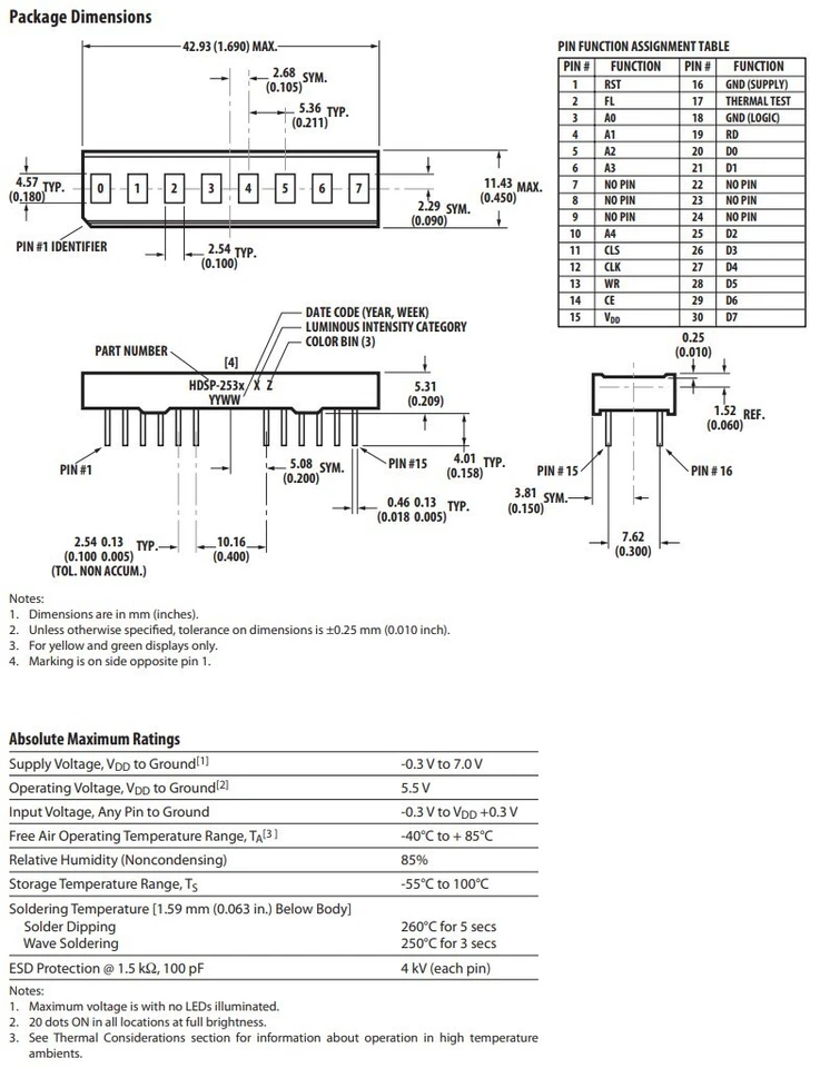 HP QDSP-2536/2540 Orange 8Charactor 3.7mm Collectible Dot-Matrix LED Display New - Image 4 of 4