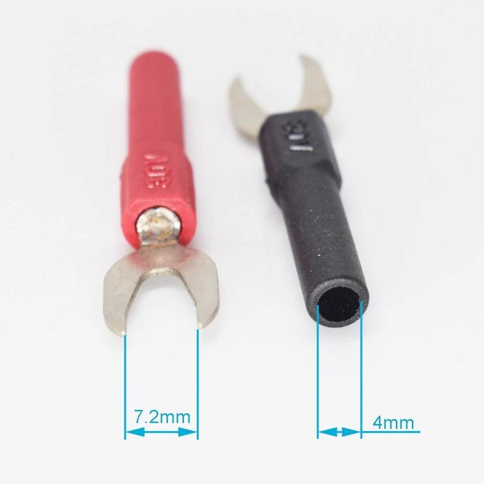 50pairs 30V 4mm Banana Female Jack to 7.2mm Spade Fork Adapter Converter R + B - Image 4 of 4