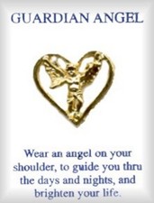 Eternity Guardian Angel in Heart Lapel Pin, Gold Plated, Made in USA, NEW