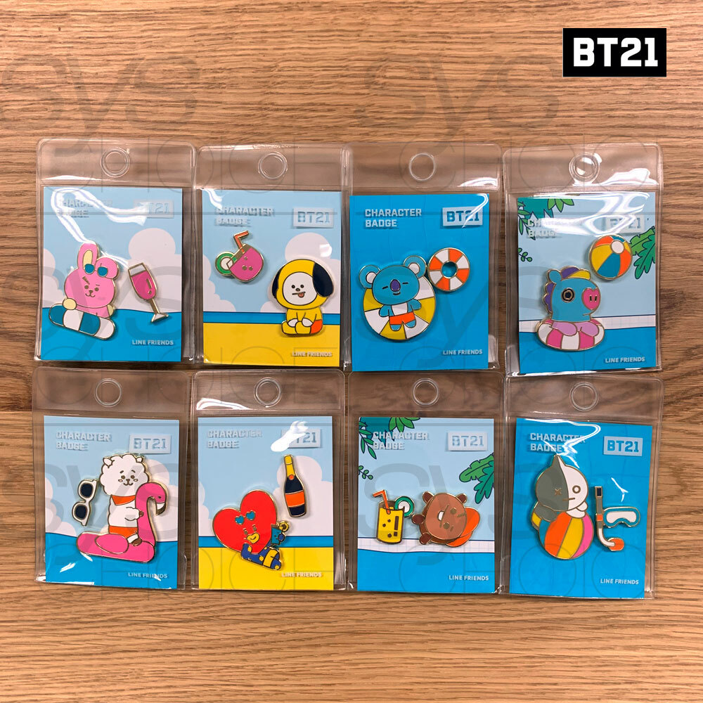 BTS BT21 Official Authentic Goods Metal Badge Summer Ver