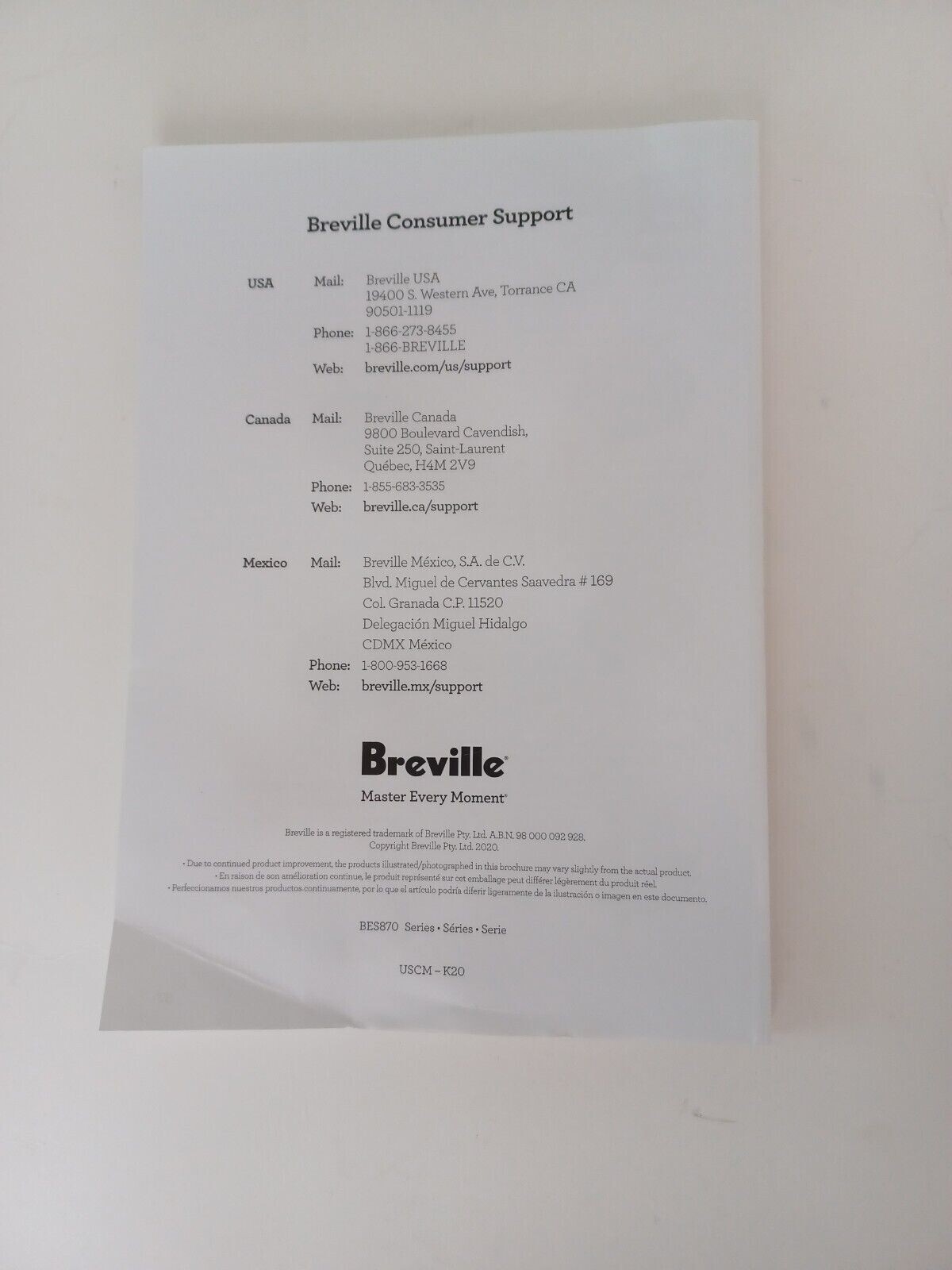 BREVILLE BARISTA EXPRESS BES870XL INSTRUCTION BOOKLET MANUAL WITH QUICK  GUIDE | eBay