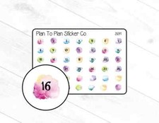 2691 Watercolor Splash Date Cover Planner Stickers.