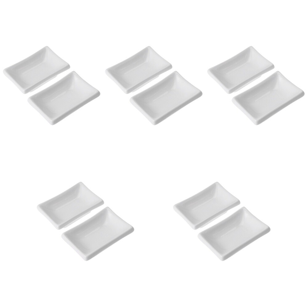 10 Pcs Appetizer Serving Tray White Ceramic Snack Dish Plates eBay