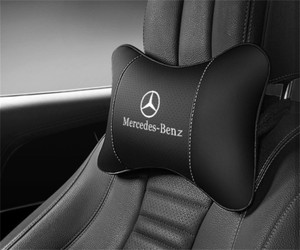 2x Mercedes Benz Black Car Headrest Neck Support Pillow Pair